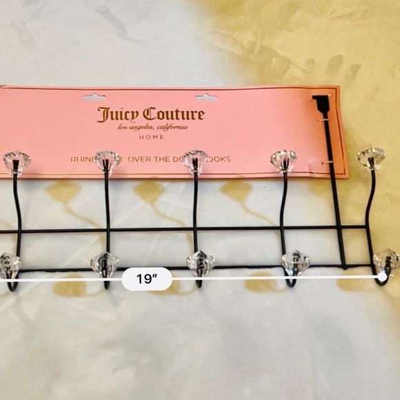 Juicy Couture Rhinestone over the Door Hooks Hanging Closet Organizer Silver - Picture 10 of 12